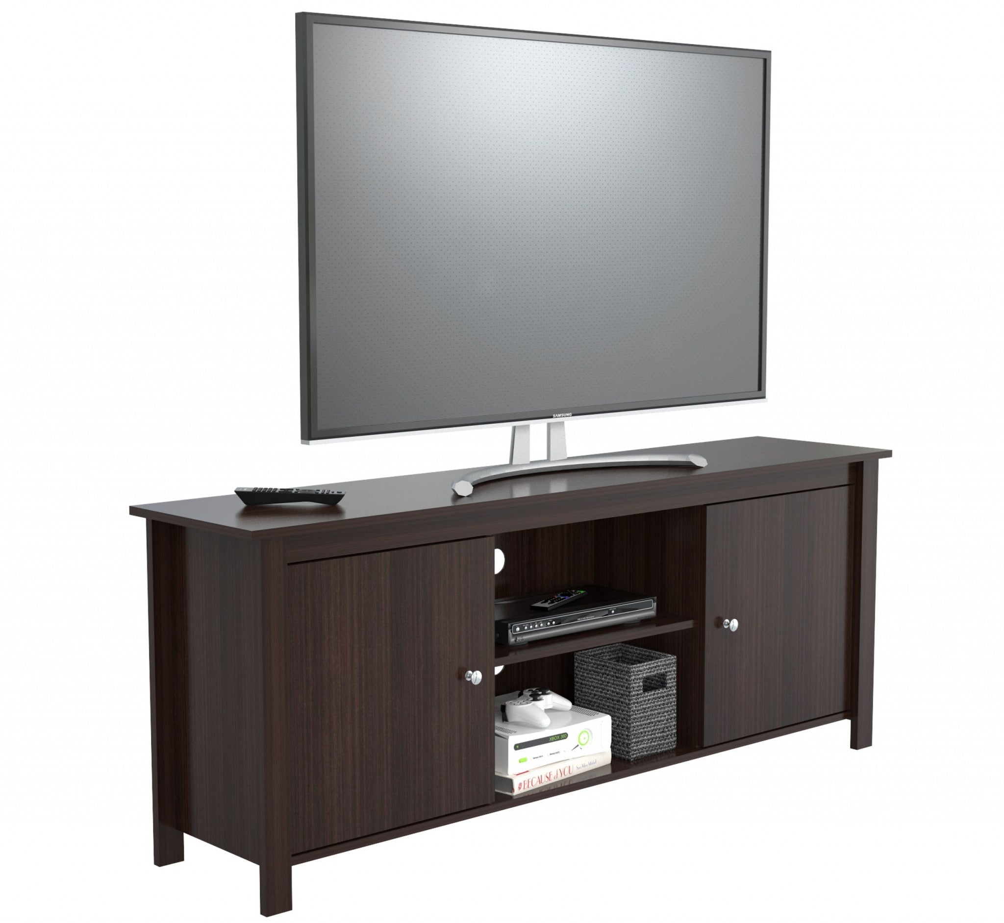 24.8" Espresso Melamine and Engineered Wood TV Stand