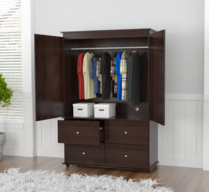 70.9" Espresso Solid Composite Wood Dresser with 2 Doors and 4 Drawers