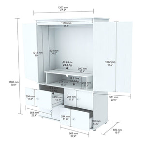 70.9" White Solid Composite Wood Dresser with 2 Doors and 4 Drawers
