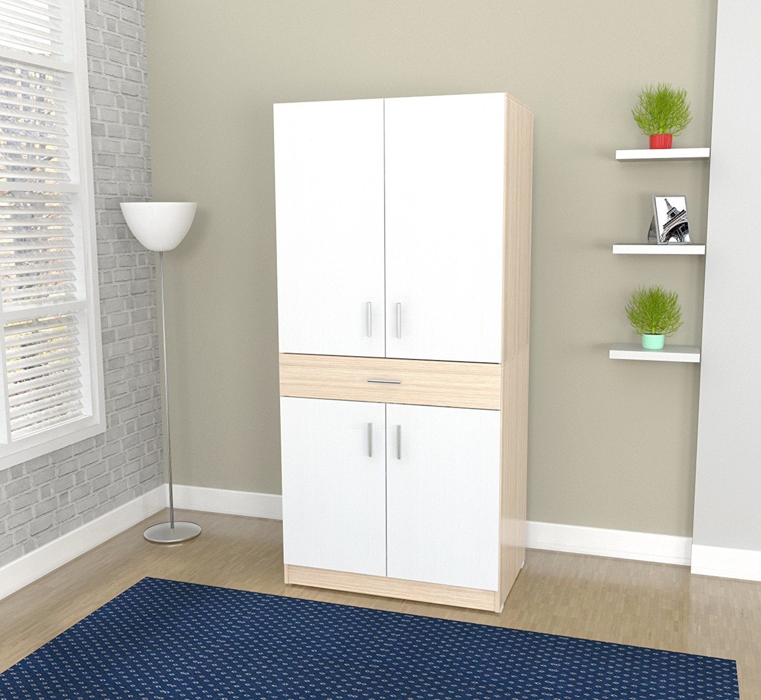 67.3" White Solid Composite Wood Computer Work Center