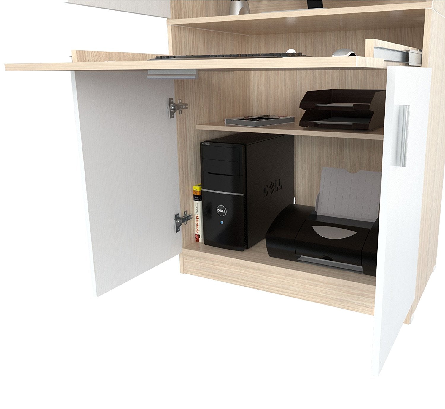 67.3" White Solid Composite Wood Computer Work Center