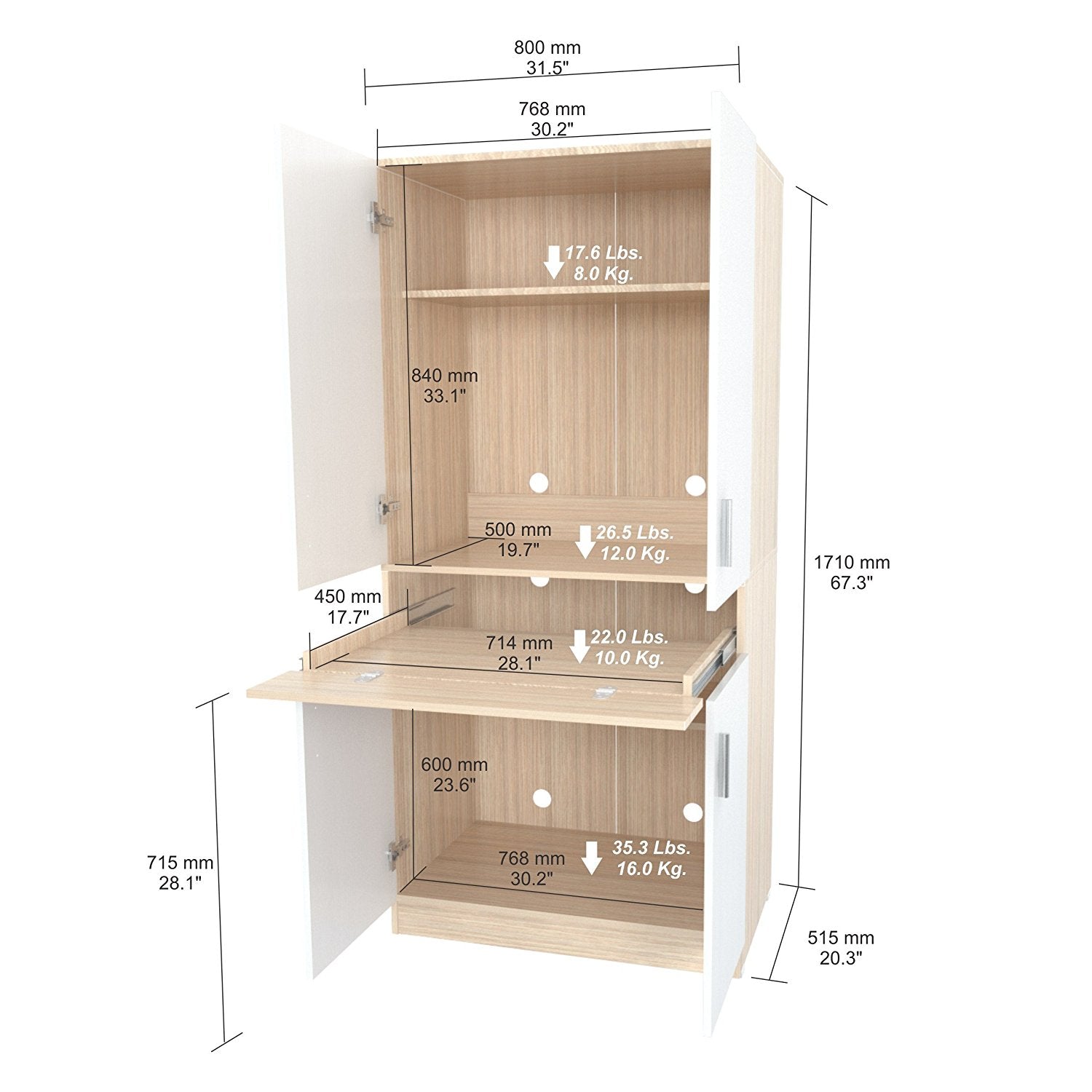 67.3" White Solid Composite Wood Computer Work Center