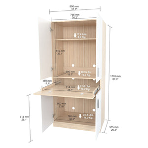 67.3" White Solid Composite Wood Computer Work Center