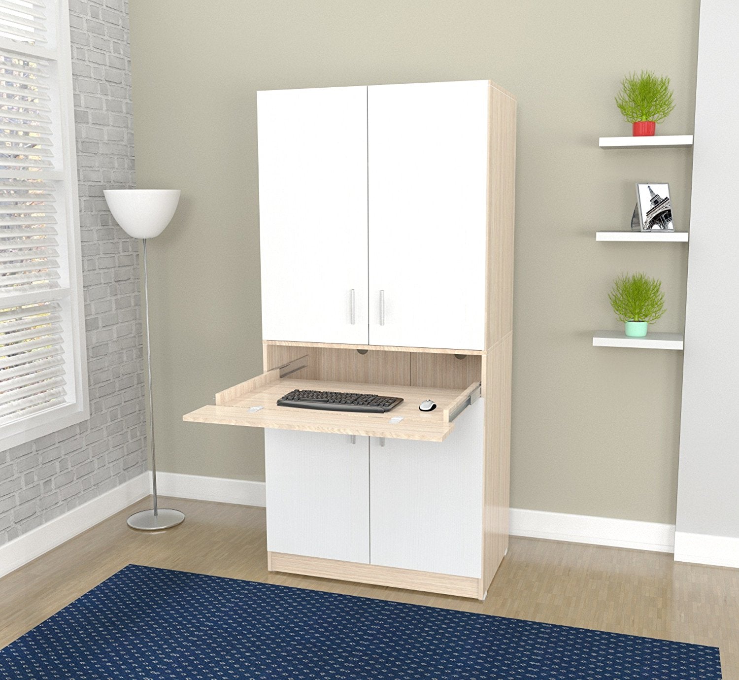 67.3" White Solid Composite Wood Computer Work Center