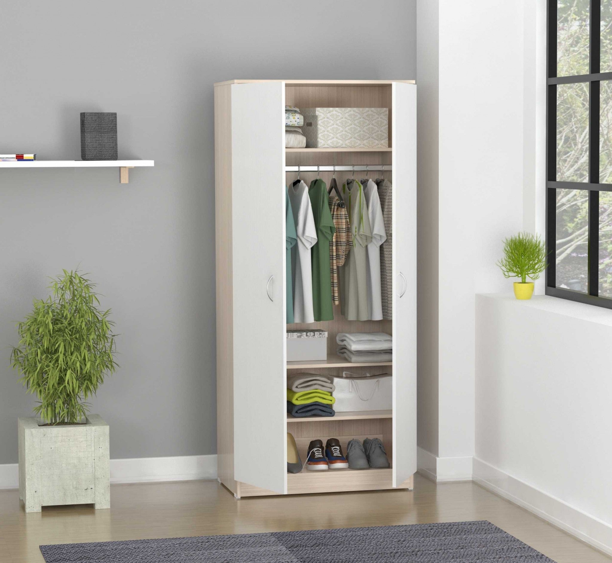 70.9 White Solid Composite Wood Armoire