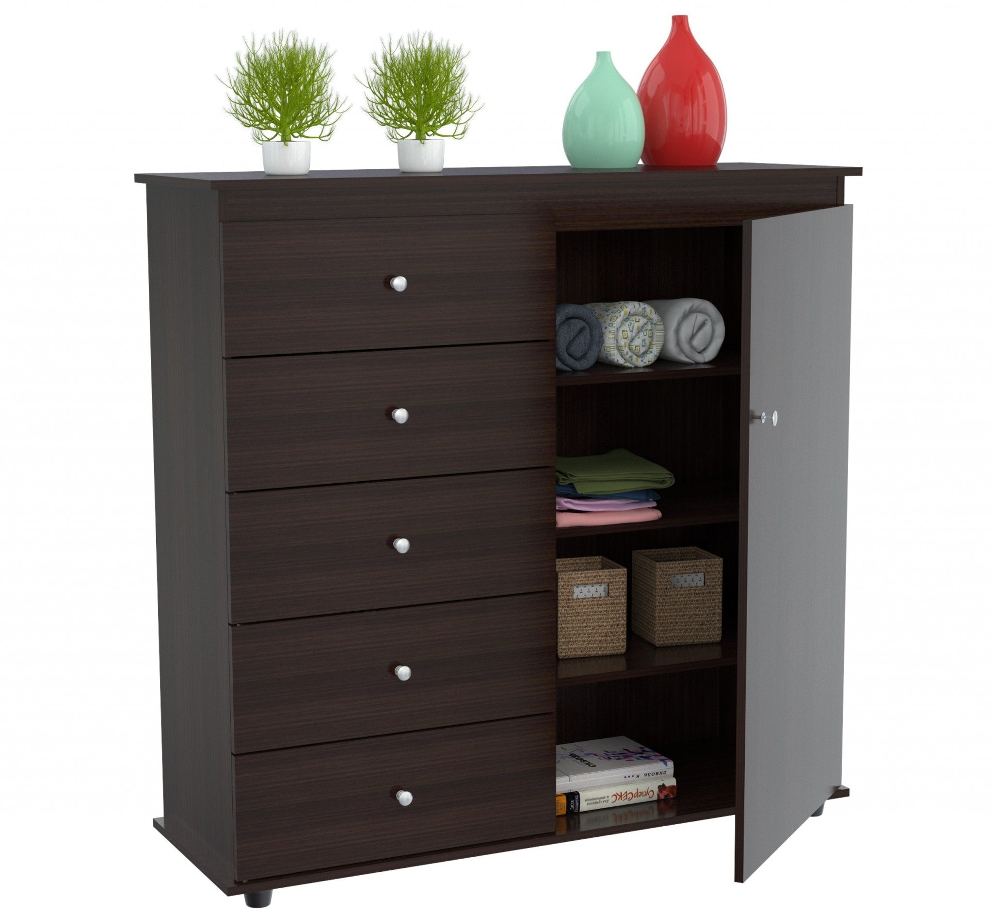 47.2" Espresso Solid Composite Wood Dresser