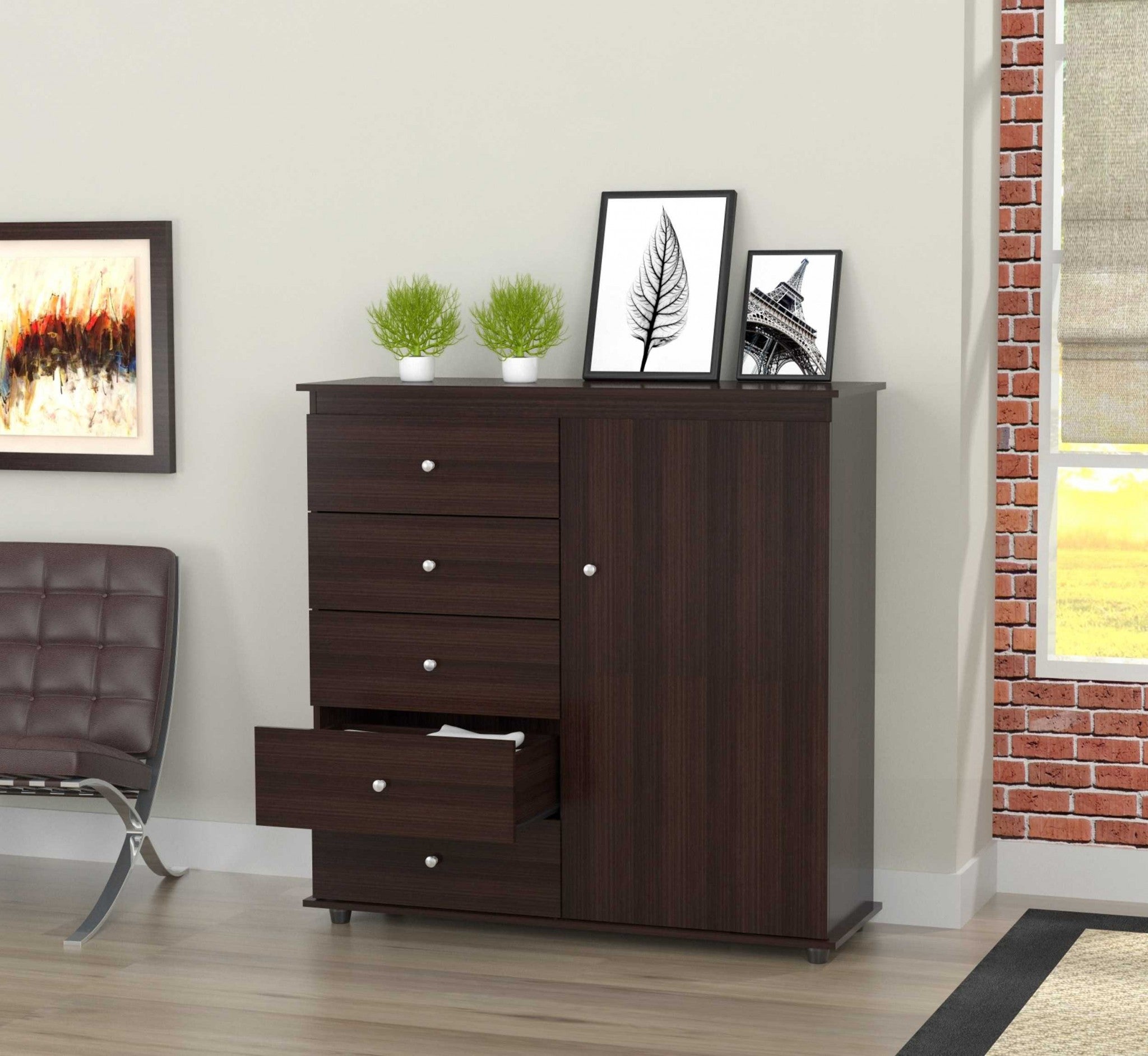 47.2" Espresso Solid Composite Wood Dresser