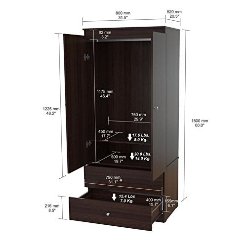 70.9" Espresso Solid Composite Wood Dresser with Chrome Handles