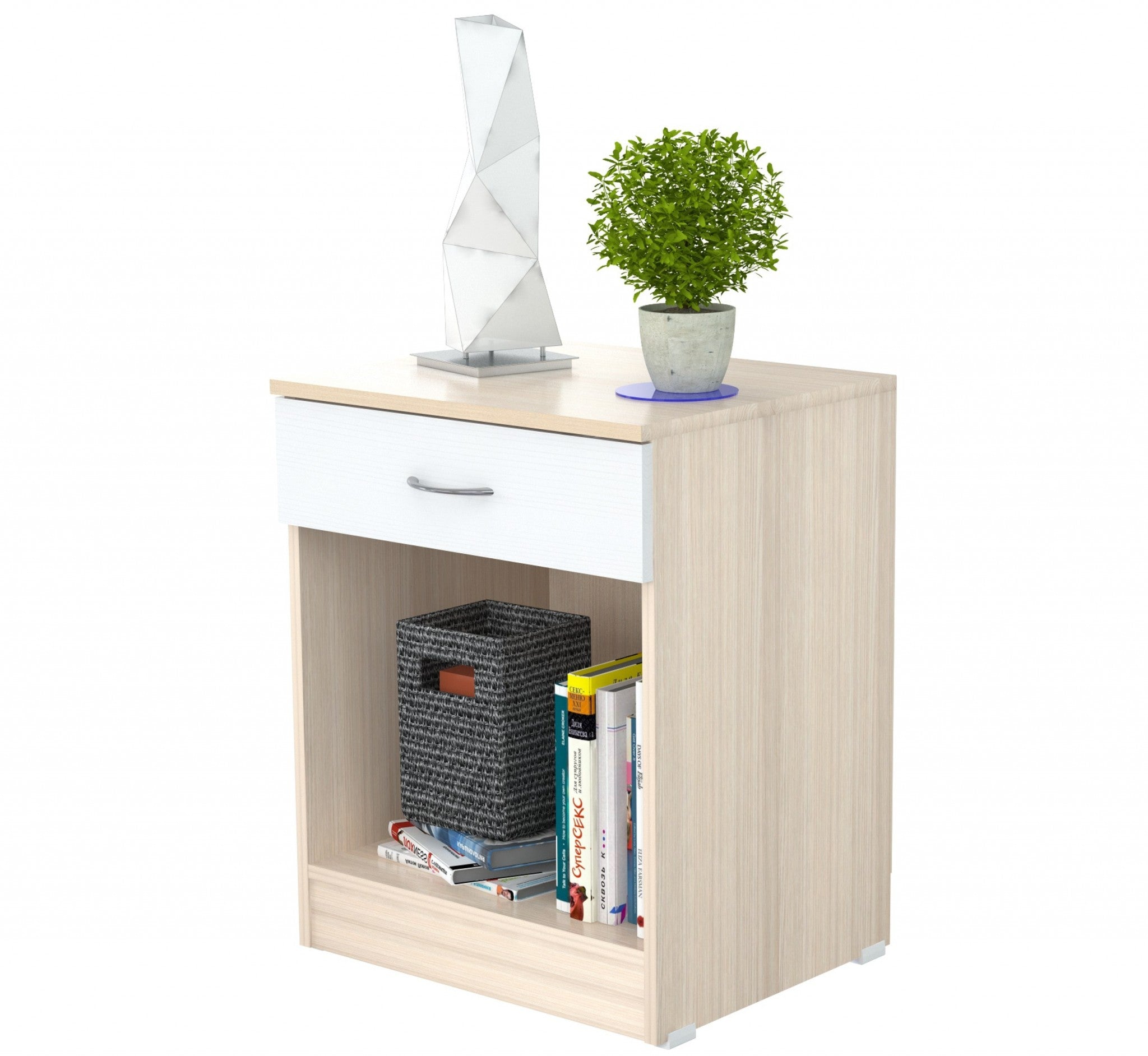 23.4" Lacrina White Solid Composite Wood Nightstand