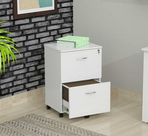 27.6" White Composite Solid Wood File Cabinet with Two Drawers