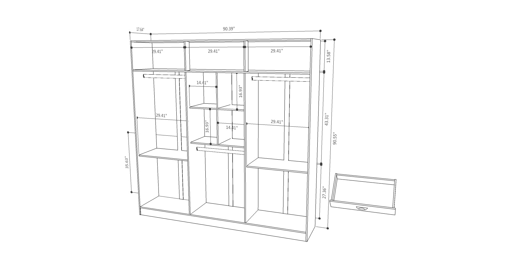 Nature and Nude Armoire with 4 Drawers