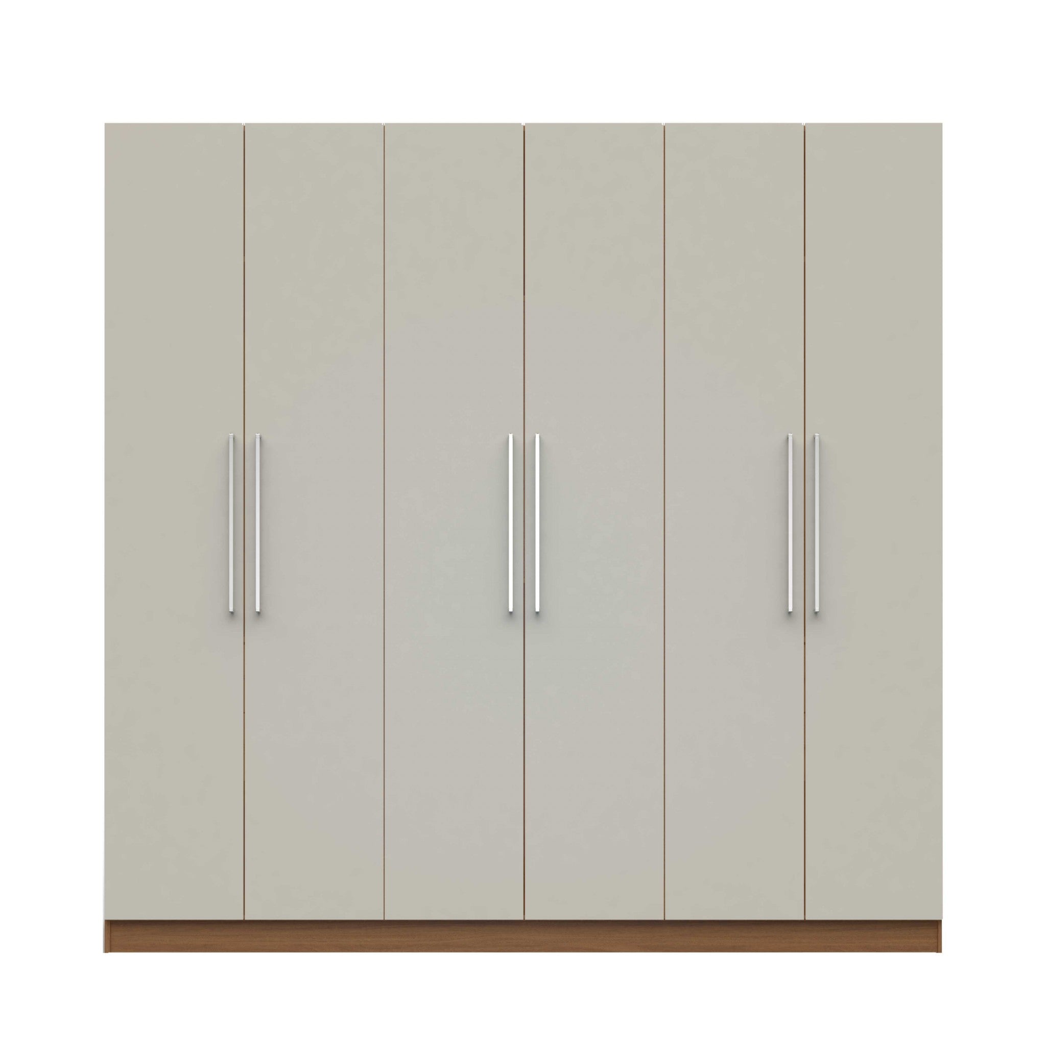 91" Maple Cream and Off White 3 Sectional Wardrobe with 4 Drawers and 6 Doors