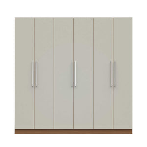 91" Maple Cream and Off White 3 Sectional Wardrobe with 4 Drawers and 6 Doors