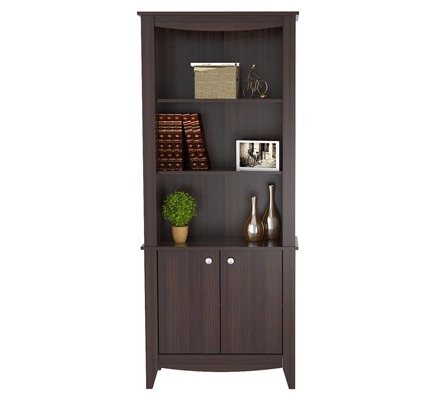 70.9" Classic Espresso Melamine and Engineered Wood Bookcase