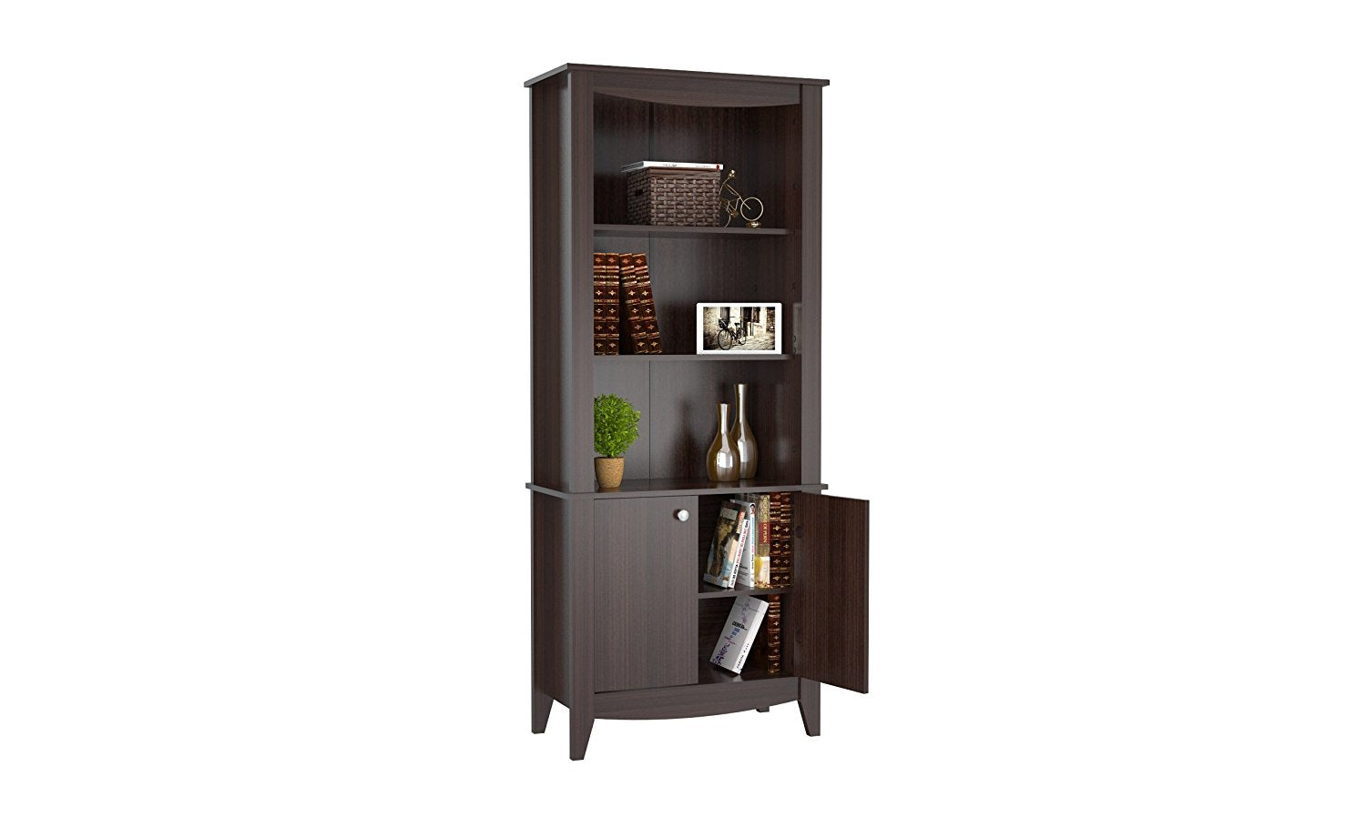 70.9" Classic Espresso Melamine and Engineered Wood Bookcase