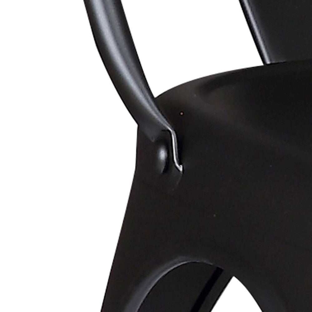 18" Matte Black Metal Dining Chair With Back in a Set of 2