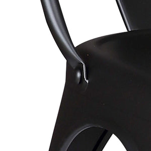 18" Matte Black Metal Dining Chair With Back in a Set of 2