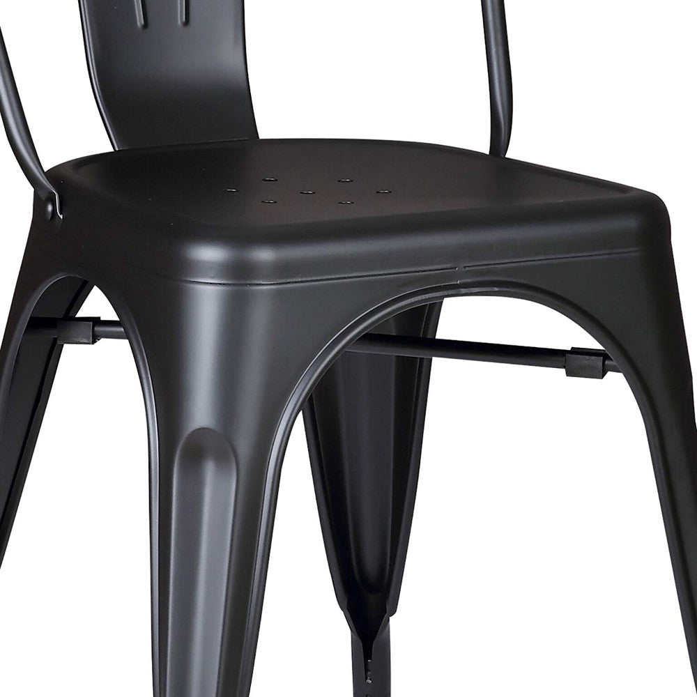 18" Matte Black Metal Dining Chair With Back in a Set of 2