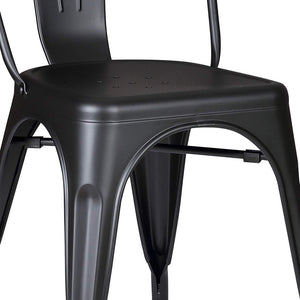 18" Matte Black Metal Dining Chair With Back in a Set of 2