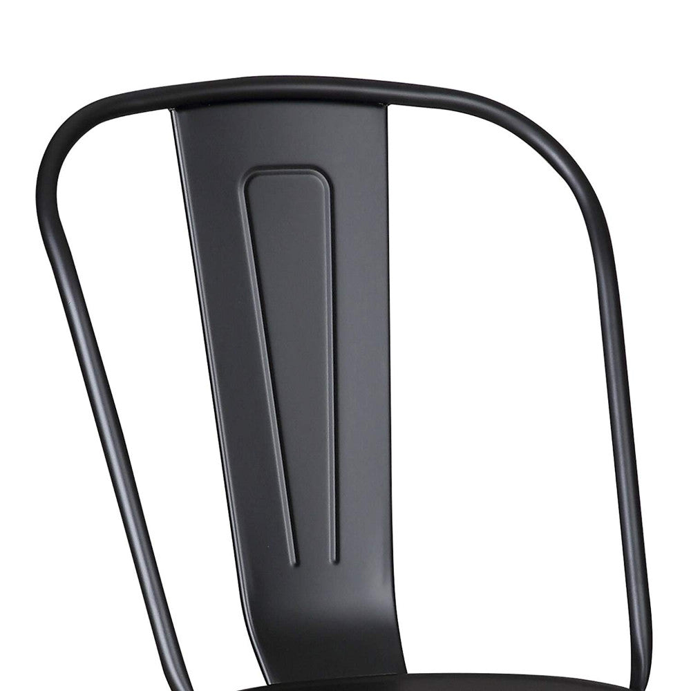 18" Matte Black Metal Dining Chair With Back in a Set of 2