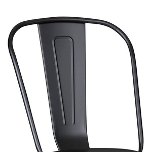 18" Matte Black Metal Dining Chair With Back in a Set of 2