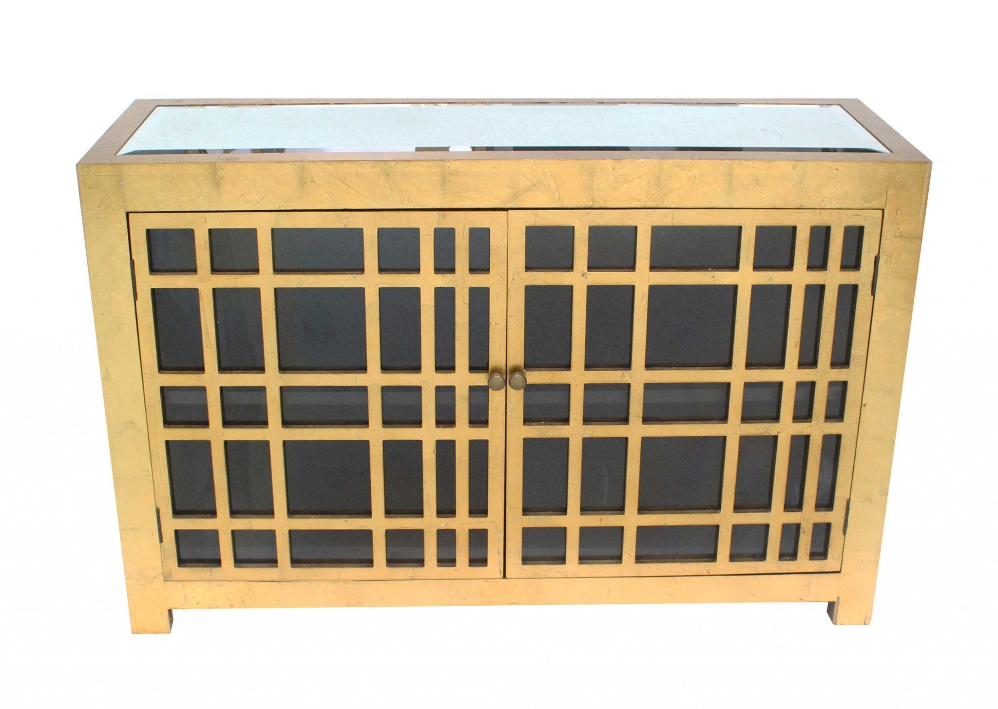 16" x 48" x 32" Gold, Rustic Lattice, Wood - Cabinet