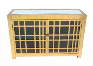 16" x 48" x 32" Gold, Rustic Lattice, Wood - Cabinet
