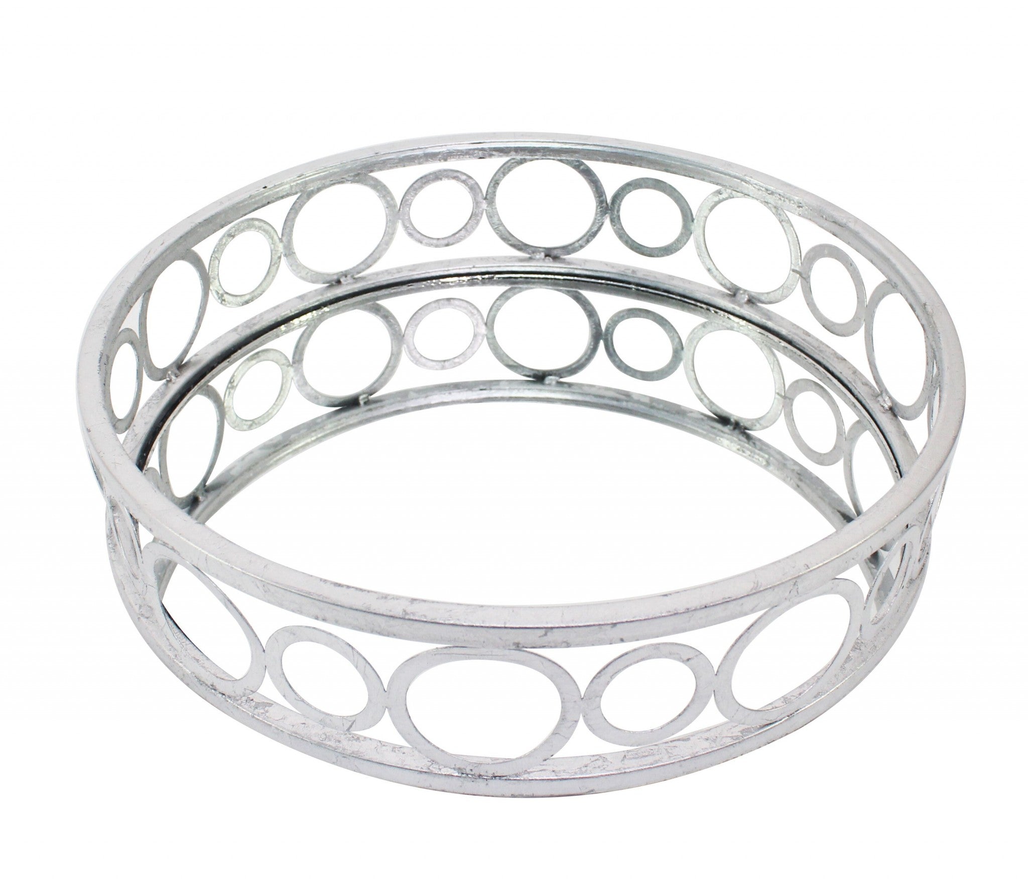 14" x 14" x 4" Silver Classic  Mirror Tray