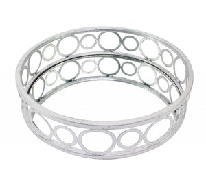 14" x 14" x 4" Silver Classic  Mirror Tray