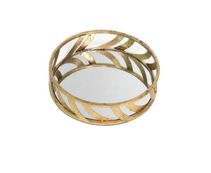 14" x 14" x 4" Gold Streamline Mirror  Tray
