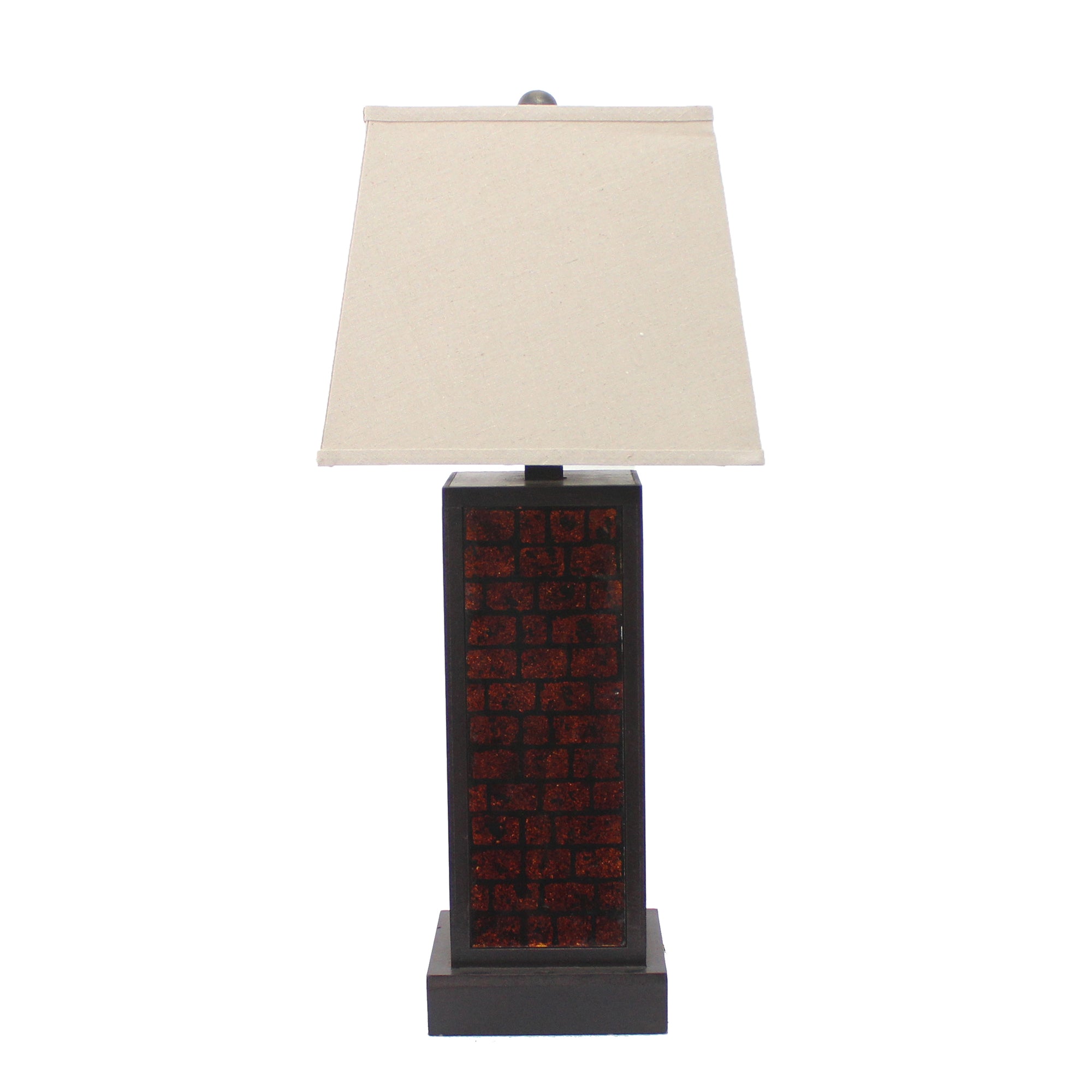 13" x 15" x 30.75" Burgundy, Metal, Brick Pattern - Table Lamp