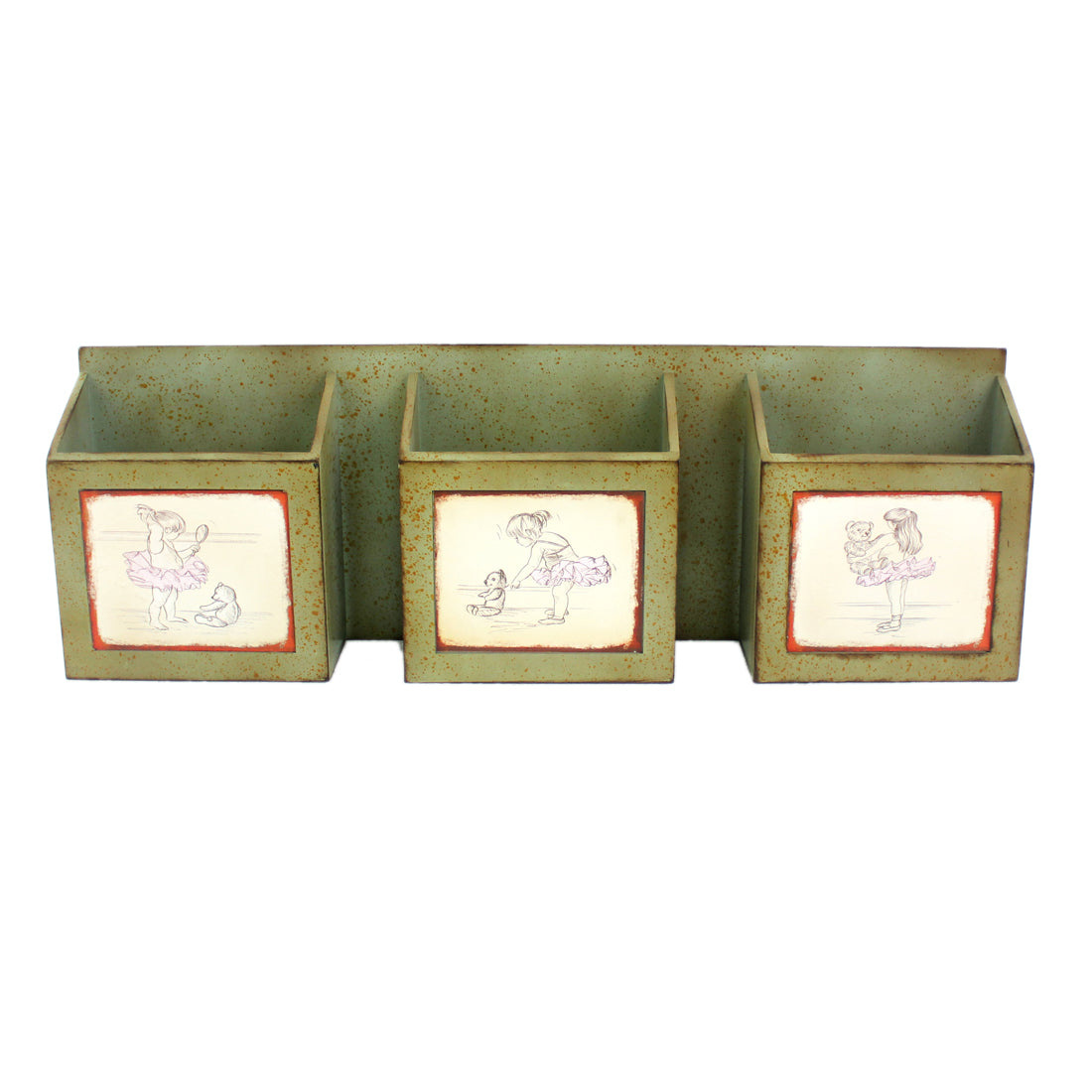 11.81" x 5.12" x 35.63" Green, Rustic, Horizontal - Newspaper & Magazine Rack