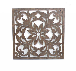 1.25" x 46.5" x 46.5" Brown/Dark Bronze, Vintage, Floral - Wall Plaque