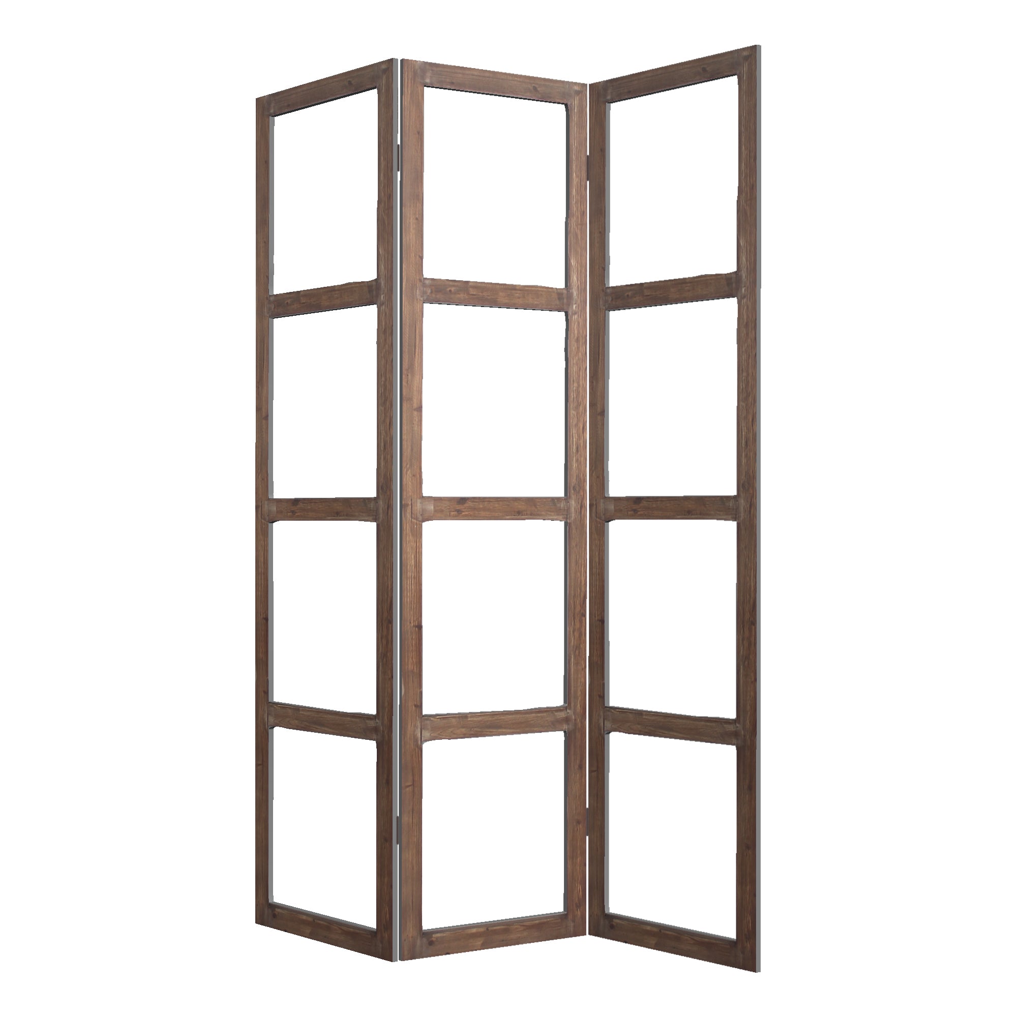 1" x 63" x 84" Brown Wood Glass  Screen