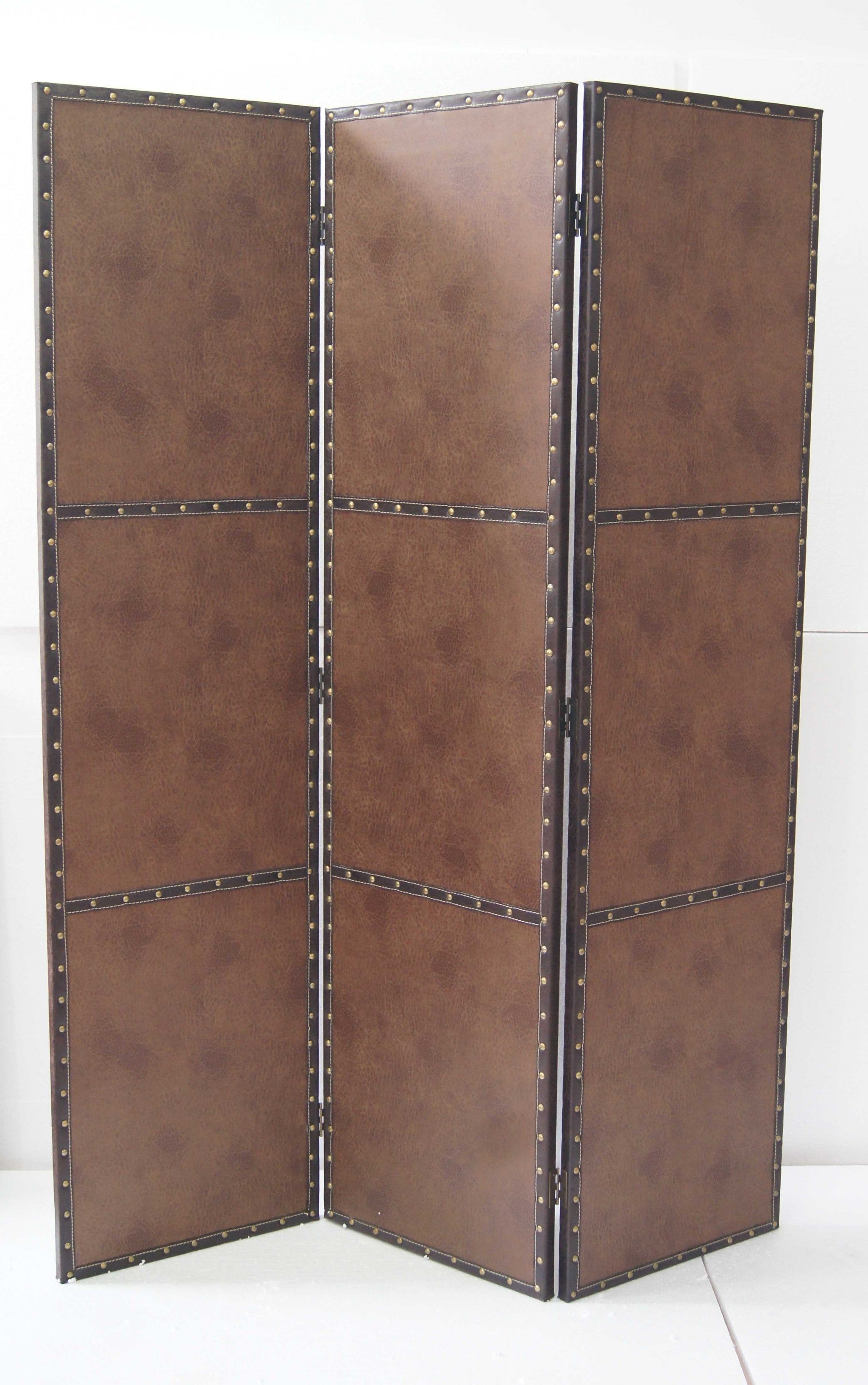1" x 63" x 84" Brown Wood Glass  Screen