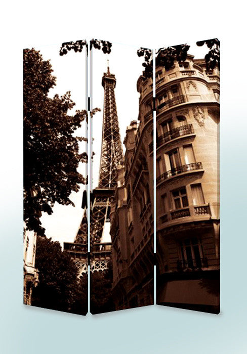 1" x 48" x 72" Multi Color Wood Canvas Paris  Screen