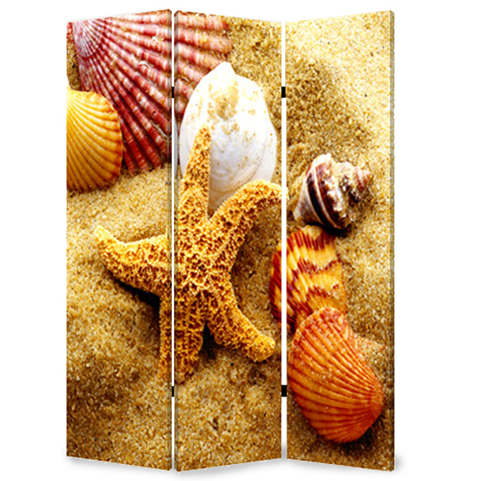 1" x 48" x 72" Multi Color Wood Canvas Sea Shell  Screen