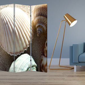 1" x 48" x 72" Multi Color Wood Canvas Sea Shell  Screen