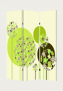 1" x 48" x 72" Multi Color Wood Canvas Floral Buds  Screen