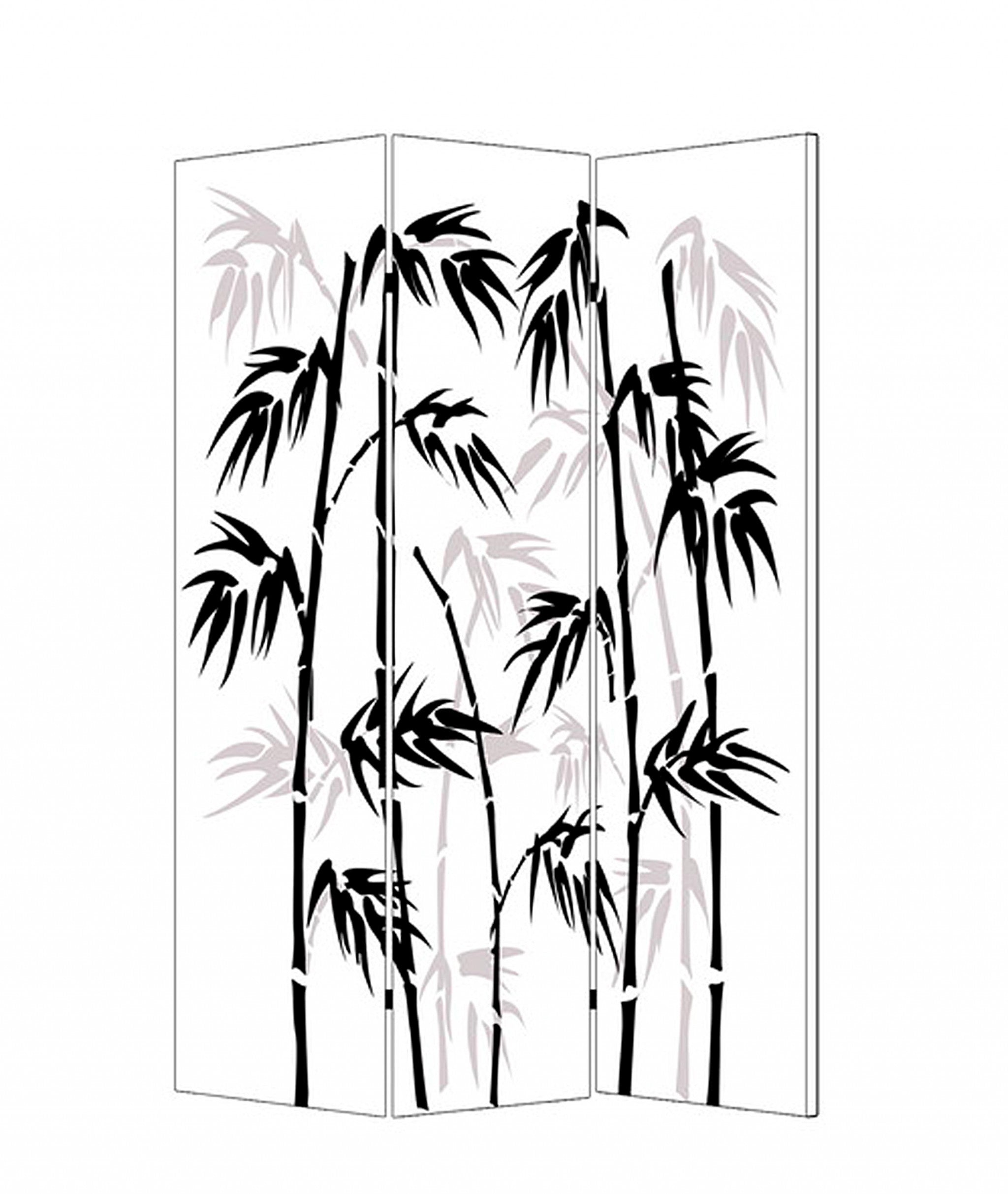 1" x 48" x 72" Multi Color Wood Canvas Bamboo Leaf  Screen