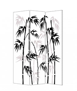 1" x 48" x 72" Multi Color Wood Canvas Bamboo Leaf  Screen