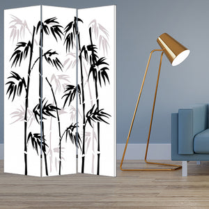 1" x 48" x 72" Multi Color Wood Canvas Bamboo Leaf  Screen