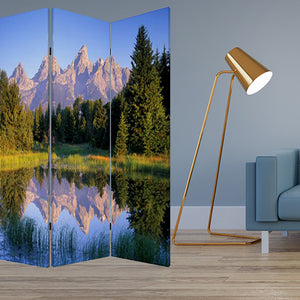 1" x 48" x 72" Multi Color Wood Canvas Mountain Peaks  Screen