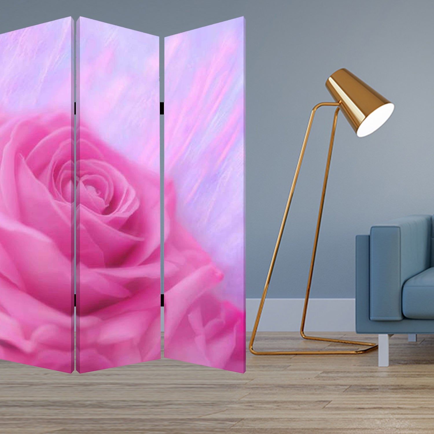 1" x 48" x 72" Multi Color Wood Canvas Flourish  Screen