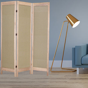 1" x 48" x 67" Beige, Wood & Fabric - Screen
