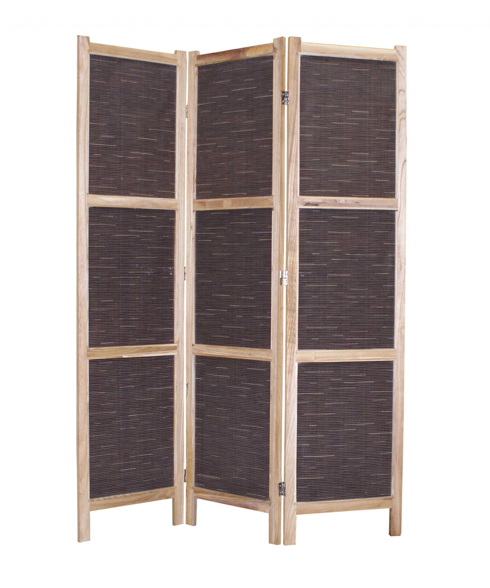 1" x 48" x 67" Brown, Wood & Fabric - Screen