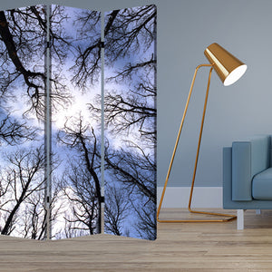 1" x 48" x 72" Multi Color Wood Canvas Forest  Screen