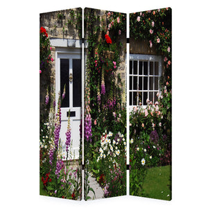 1" x 48" x 72" Multi Color Wood Canvas English Garden  Screen