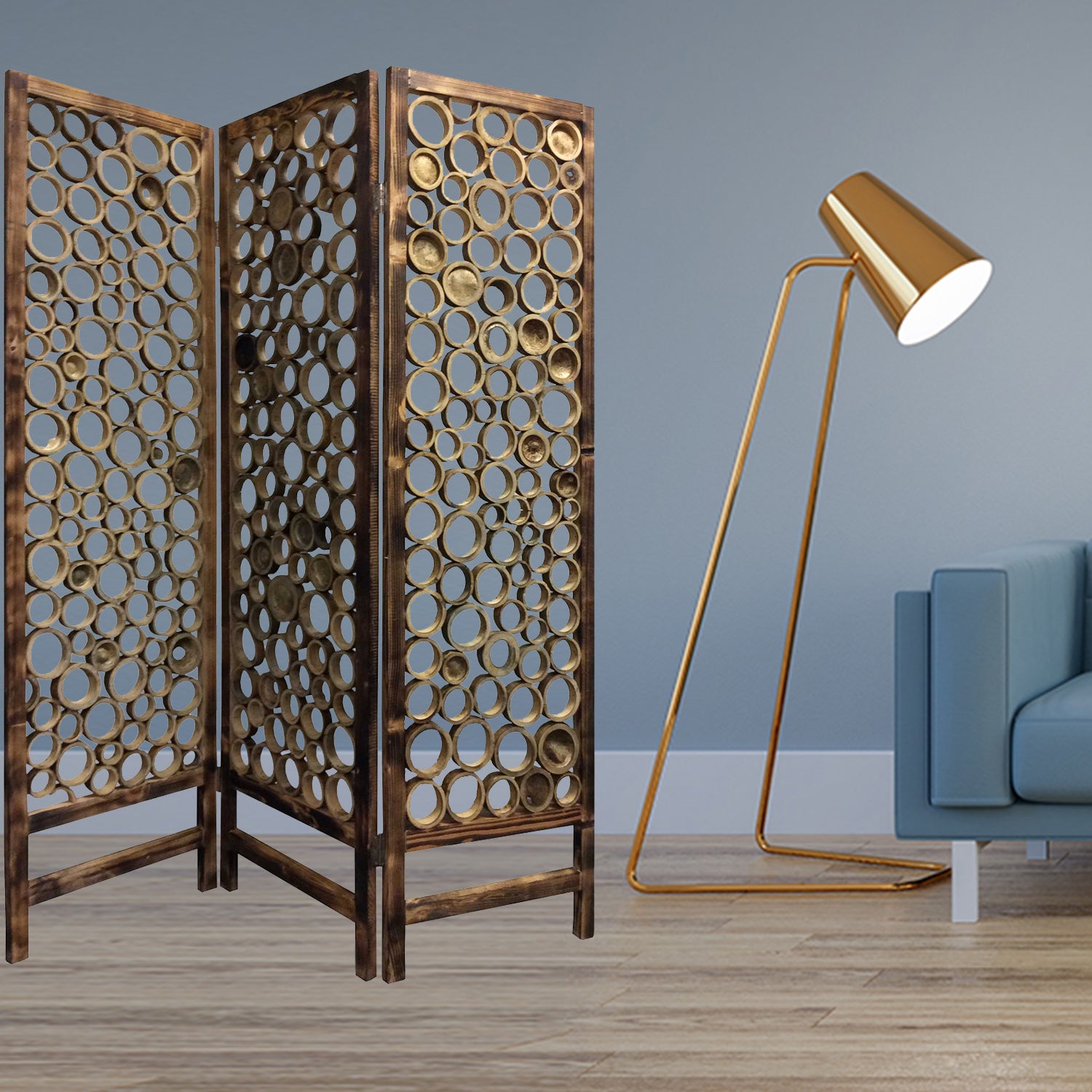 1" x 60" x 69" Natural Bamboo Slice  Screen