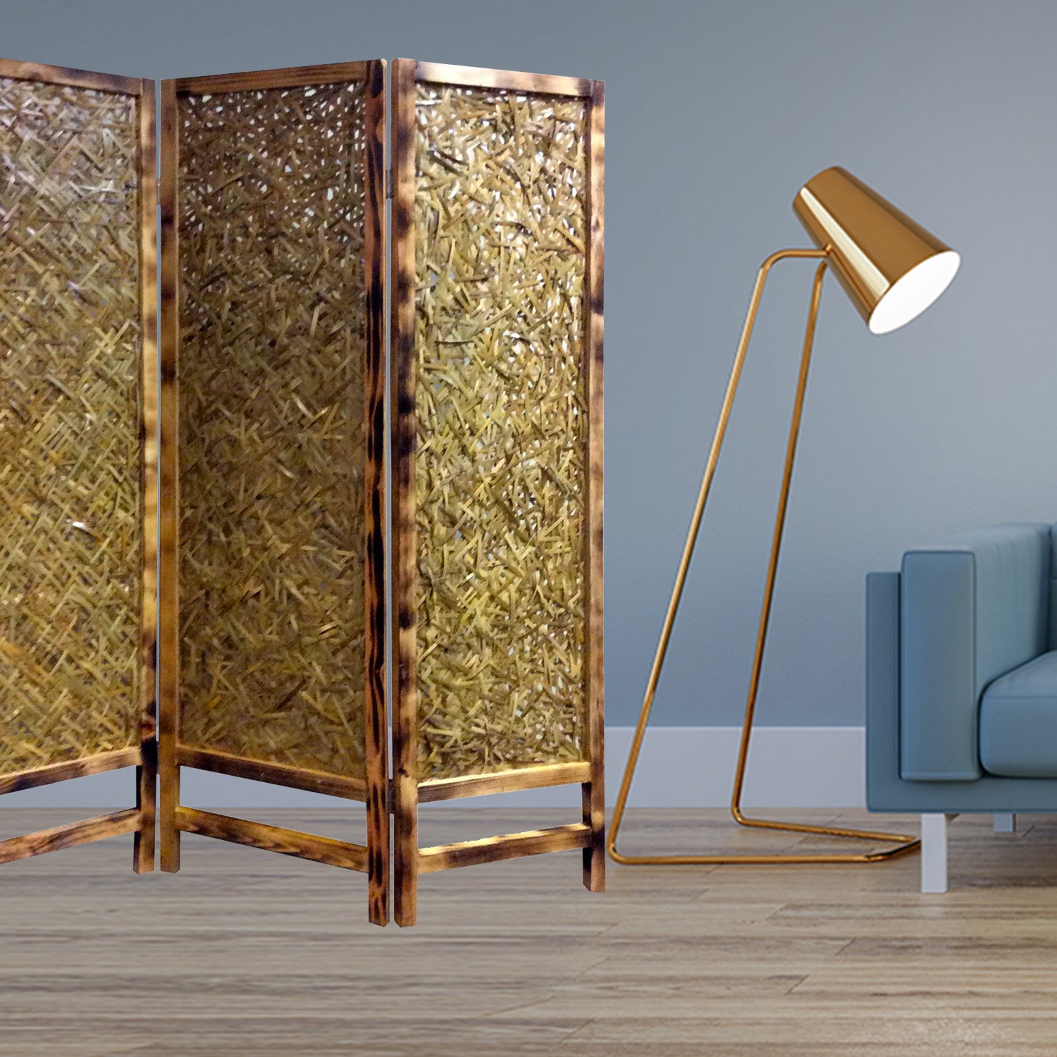 1" x 60" x 69" Natural Wood  Screen